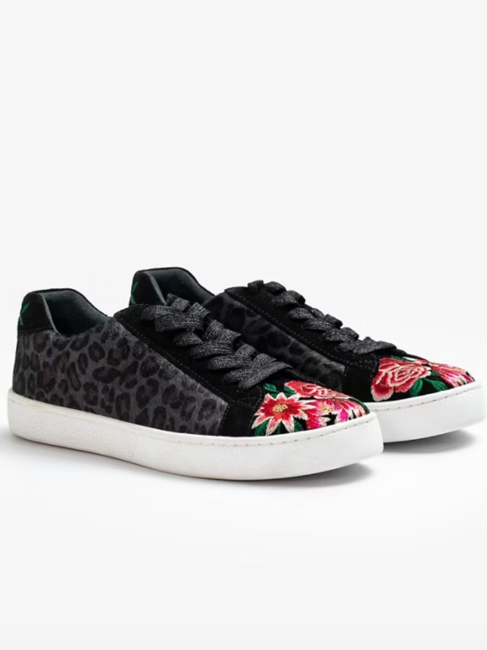 Johnny Was Black Leopard Floral Sneakers - Picture 6 of 9